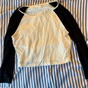 Forever 21 Cropped Black and White Baseball Tee
